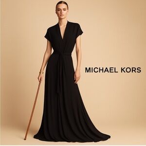 Michael Kors Black High-Low Maxi Dress | Size 10 | Elegant Evening Chic Size 10